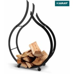 Karat - tagère pour bois de cheminée Rhodos Porte bûches Design rond 53 x 19 x 78 cm - Noir