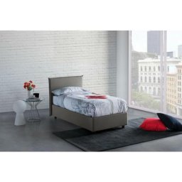 Dmora - Talamo Italia Lit simple Bruna, Lit conteneur avec revêtement en tissu, 100% Made in Italy,