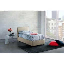 Talamo Italia Lit simple Bruna, Lit conteneur avec revêtement en tissu, 100% Made in Italy,