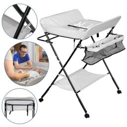 EINFEBEN Table à langer pliable pour bébé, Étagère à langer Combinaison à langer Réglable en