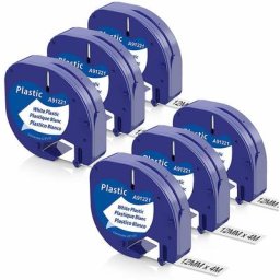 6X Compatible Dymo Ruban 12mm x 4m pour Dymo Letratag xr LT-100H LT-100T Letratag 200B Étiqueteuse,