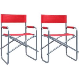Chaises de metteur en scène 2 pcs Acier Rouge vidaXL - Rouge