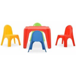 Set de 1 table et 4 chaises pour enfants, Mobilier de salle à manger, pp OIB1225E - Multicolore
