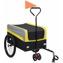 Vidaxl - Remorque à vélo cargo xxl 2 en 1 et chariot Jaune Gris et Noir