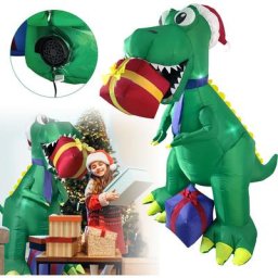 Dinosaure de Noël Gonflable avec led pour décoration de Jardin 1.8m - Aufun