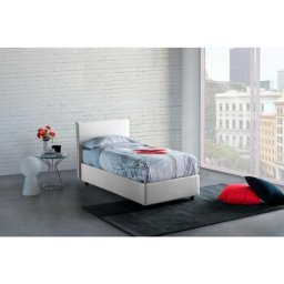 Talamo Italia Lit simple Bruna, Lit conteneur avec revêtement en tissu, 100% Made in Italy,