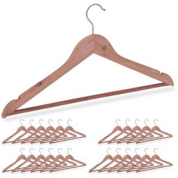 Cintre en bois de cèdre, lot de 24, traverse pantalon, encoches, élégant, anti mites, L:44 cm,