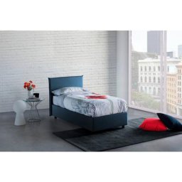 Dmora - Talamo Italia Lit simple Bruna, Lit conteneur avec revêtement en tissu, 100% Made in Italy,