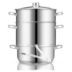 Randaco - Extracteur de jus à vapeur diam 26 cm inox avec Couvercle en Verre - Argent