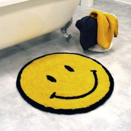 Dessin animé expression smiley maison tapis rond décoration salon chambre étude lavable en machine