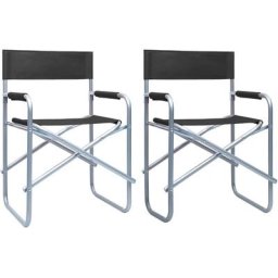 Vidaxl - Chaises de metteur en scène 2 pcs Acier Noir Noir