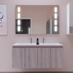 Meuble proline 120 cm avec plan double vasque et miroir Prestige - Cambrian oak - Bois