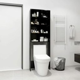 Bonnevie - Meuble wc Armoire wc - Meuble de salle de bain Noir 64x24x190 cm BV323519