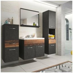 Deco In Paris - Ensemble meubles salle de bain suspendu - Noir et chêne vieilli shelby - noir