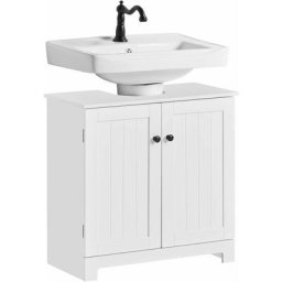 SoBuy BZR18-II-W Meuble sous-Lavabo à 2 étages et 2 Portes Meuble de Rangement de Salle de Bain