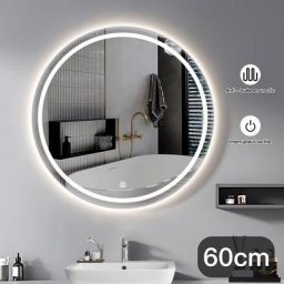 Miroir de Salle de Bain LED Rond, SDLOGAL ø60cm Miroir de salle de bain à capteur LED, Anti-buée,