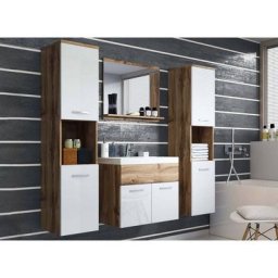 Deco In Paris - Ensemble meubles salle de bain suspendu xl - Bois et blanc harmony - bois blanc