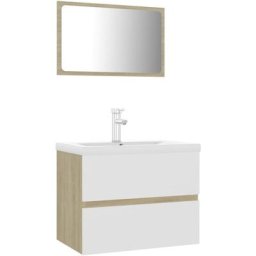 Ensemble de meubles de bain Blanc et chêne sonoma Aggloméré Vidaxl White and sonoma oak