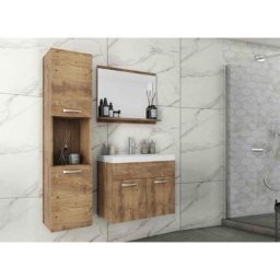 Ensemble meubles salle de bain design suspendu - Bois clair HARMONY - bois clair