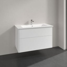 Finero Meuble sous plan avec lavabo, 2 tiroirs sur rails, 953 x 590 x 477 mm, Glossy White