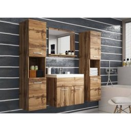 Deco In Paris - Ensemble meubles salle de bain suspendu xl - Bois effet vieilli harmony - bois foncé