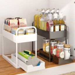 Bathrins - tagère de rangement à 2 niveaux sous évier en abs pour salle de bain cuisine