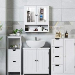Hofuton Meuble sous Lavabol Salle de Bain en Bois avec Deux Portes Peu Encombrant Poser Librement