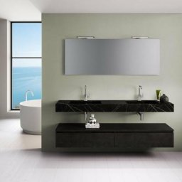 Ensemble de salle de bain 7 pièces yoka noir graphite/pierre de lave