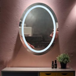 Aqrau - Miroir Salle de Bain 60x80cm Rond, Miroir Mural led avec Interrupteur Tactile, Lumière