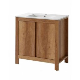Ensemble meuble vasque salle de bain - Bois - 80 cm - Typical Oak - Livraison gratuite - Beige