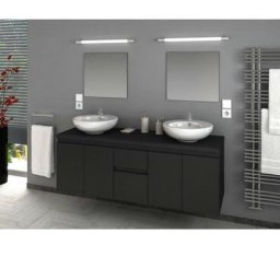 CINA Ensemble salle de bain double vasque L 150 cm - Gris mat