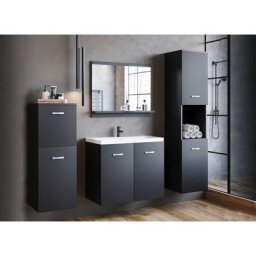 Deco In Paris - Ensemble meubles salle de bain design suspendu - Noir mat alby - noir