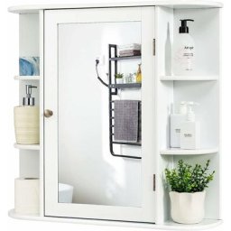 Armoire de Salle de Bain/Meuble de Salle de Bain Mural avec Porte et Miroir en mdf, Blanc, 66 x