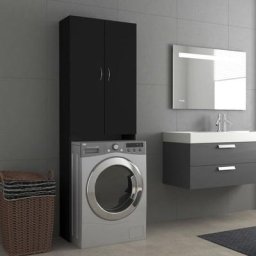 Maisonchic - Meuble machine à laver | Meuble pour wc Noir 64x25,5x190 cm 79405