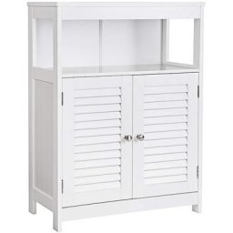 Meuble Salle de Bain, Armoire de Rangement, Commode de chambre, avec 2 Portes Claire-Voie, Blanc