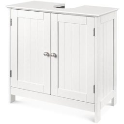 Meuble sous lavabo aqua blanc 60*30*60cm avec 2 portes pour salle de bains