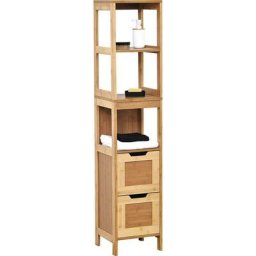 Tendance - Colonne salle de bain bambou 2 tiroirs Mahé - Bambou - Naturel