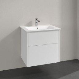 Finero Meuble sous plan avec lavabo, 2 tiroirs sur rails, 603 x 590 x 477 mm, Glossy White
