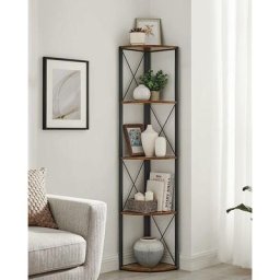 Meuble de Rangement 5 Niveaux, Étagère Angle, Bibliothèque Déco, pour Salon, Salle de Bain,