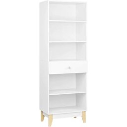 Homfa Bibliothèque Colonne Rangement Salon Étagère de Salle de Bain Meuble Scandinave Blanc avec 5