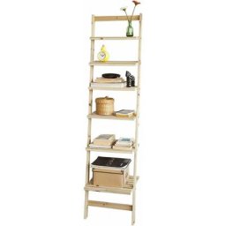 Bibliothèque Étagère murale style échelle avec 6 niveaux de rangement pour salle de bain, salon,