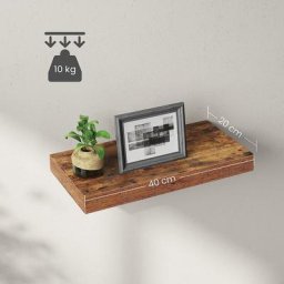 Vasagle Étagère Murale, Tablette Flottante, Étagère Suspendue, pour Livres, Photos, décoration, 40