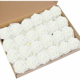 100PCS Rose Blanche Artificielle 7cm Fleur Saint Valentin Tête de Fleur Blanc Décoration Toussaint