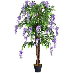 Plante Artificielle Wisteria avec Pot avec Fleurs Violetes Décoration pour Intérieur ou Extérieur