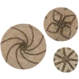 Set de trois décorations murales - Rosace - Marron - Livraison gratuite - Marron