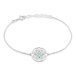 Bracelet Krysia Argent Blanc Email Turquoise