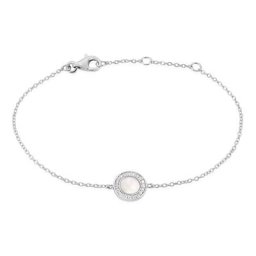 Bracelet Nawala Argent Blanc Oxyde De Zirconium Et Nacre