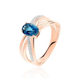 Bague Sare Or Rose Topaze Et Oxyde De Zirconium