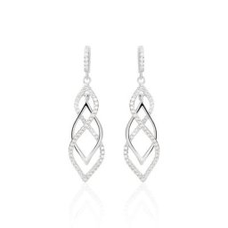Boucles D'oreilles Pendantes Malika Argent Blanc Oxyde De Zirconium