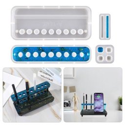 Support de stylo et de téléphone portable en résine moules en silicone étagère à crayons